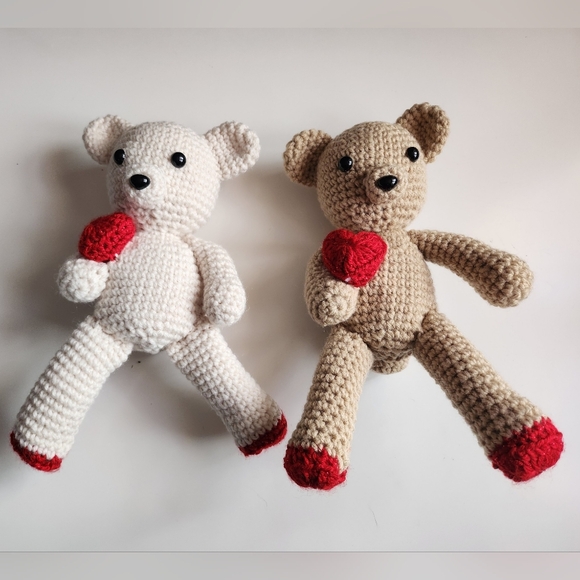 Crochet love bear, 3 available, Hand crocheted by Mom - Picture 2 of 11